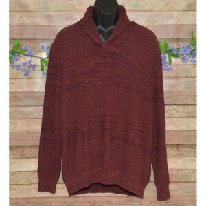 Sun + Stone Mens XXL Burgundy Chunky Knit Shawl Collar Sweater Preppy Academia